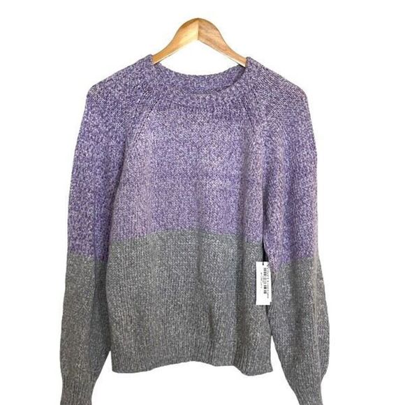 Velvet By Graham & Spencer‎ Womens Colorblock Skylar Sweater Lilac Gray XL NWT - Picture 2 of 11
